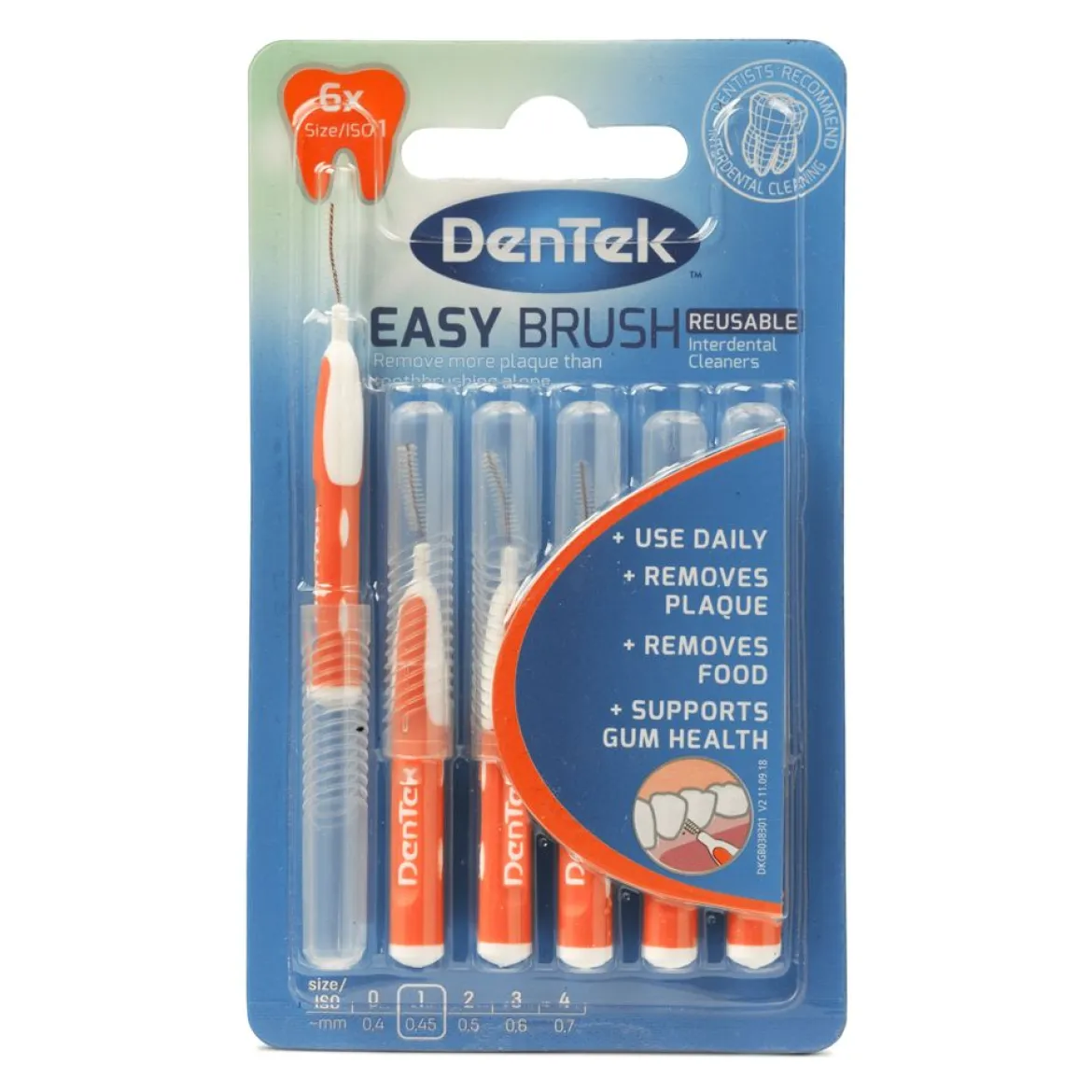 Dentek Easy Brush Interdentale Ragers met Mint Coating | ISO 1 (0,45 mm) | 6 stuks