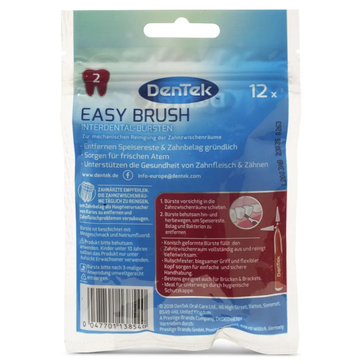 DenTek Easy Brush Interdentaal Ragers ISO 2 - 0,5 MM | 12 stuks