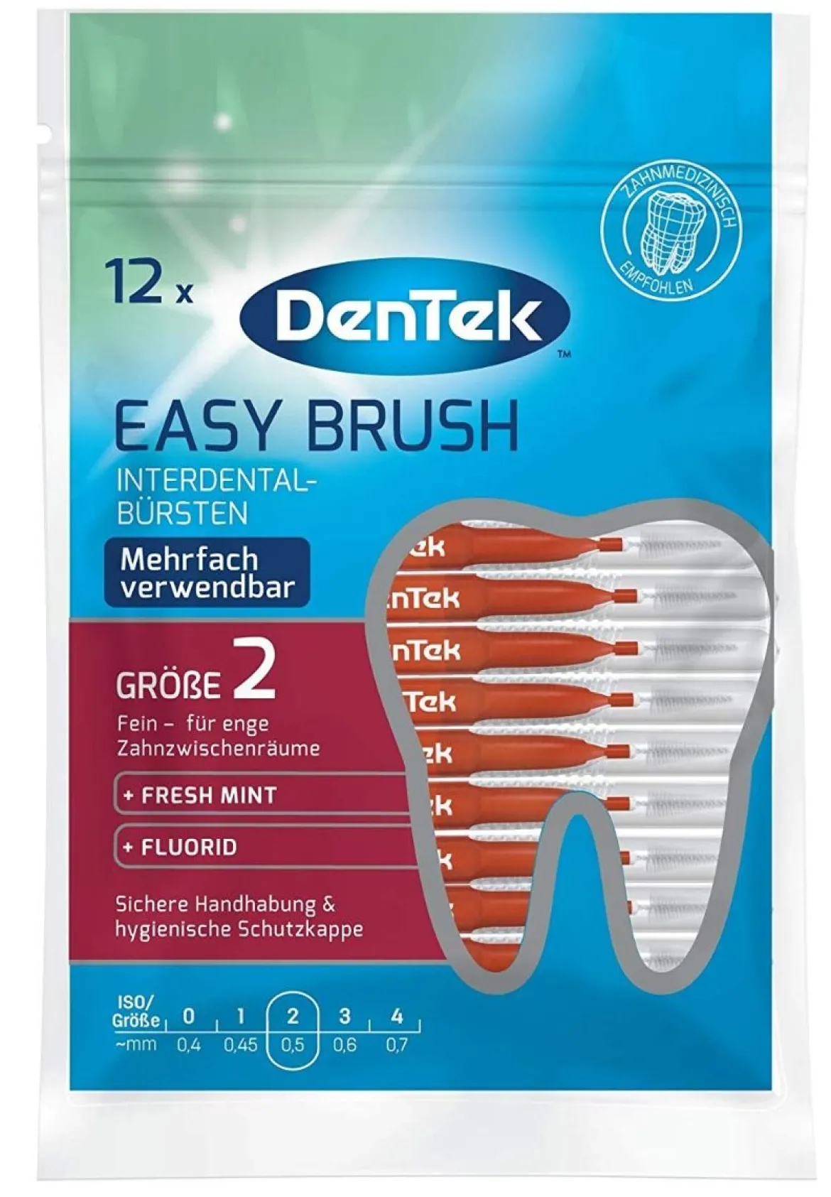 DenTek Easy Brush Interdentaal Ragers ISO 2 - 0,5 MM | 12 stuks