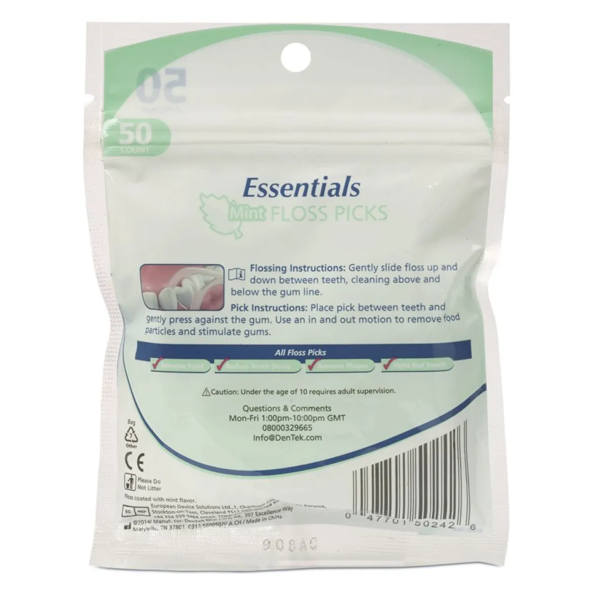 Dentek Essentials (flosser en stoker) | Mintcoating | 50 Stuks