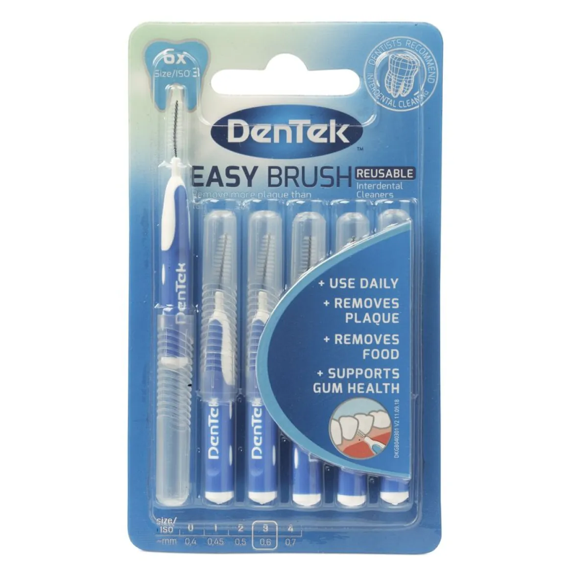Dentek Herbruikbare Interdentale Ragers ISO 3 (0,6 mm) | Mintcoating | 6 Stuks