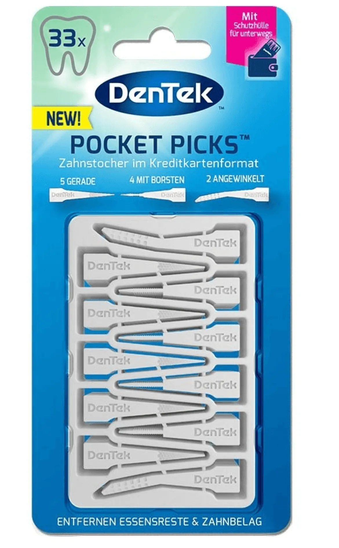 Dentek Pocket Picks | Verschillende Tandenstokers Voor Onderweg | 33 stuks