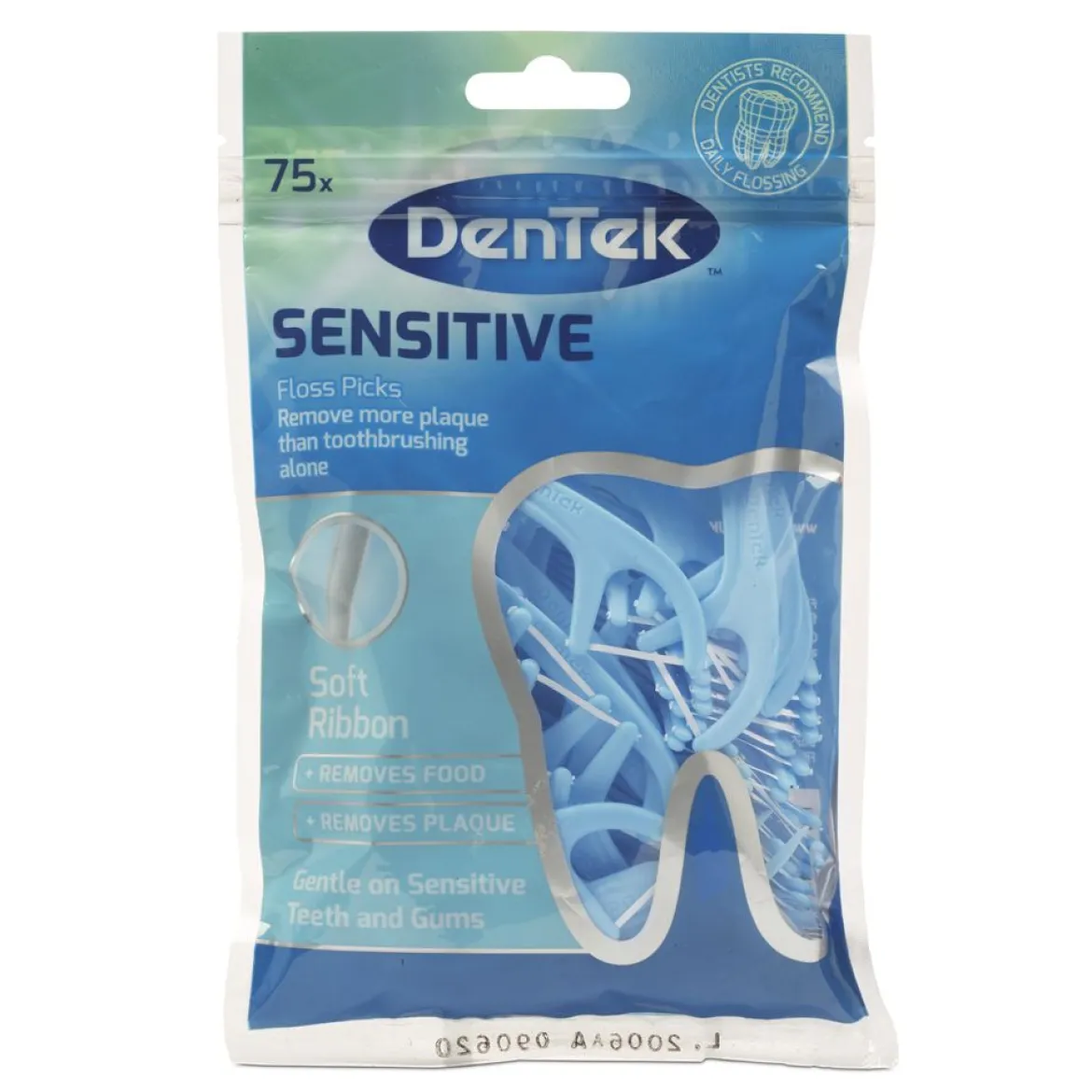 DenTek Sensitive (flos, stoker, tongschraper) | Met Fluoride Coating | 75 stuks