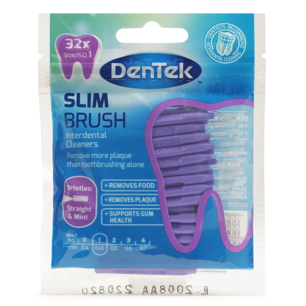Dentek Slim Brush Interdentale Ragers Mint Coating ISO 1 (0,44 mm) | 32 stuks | Recht