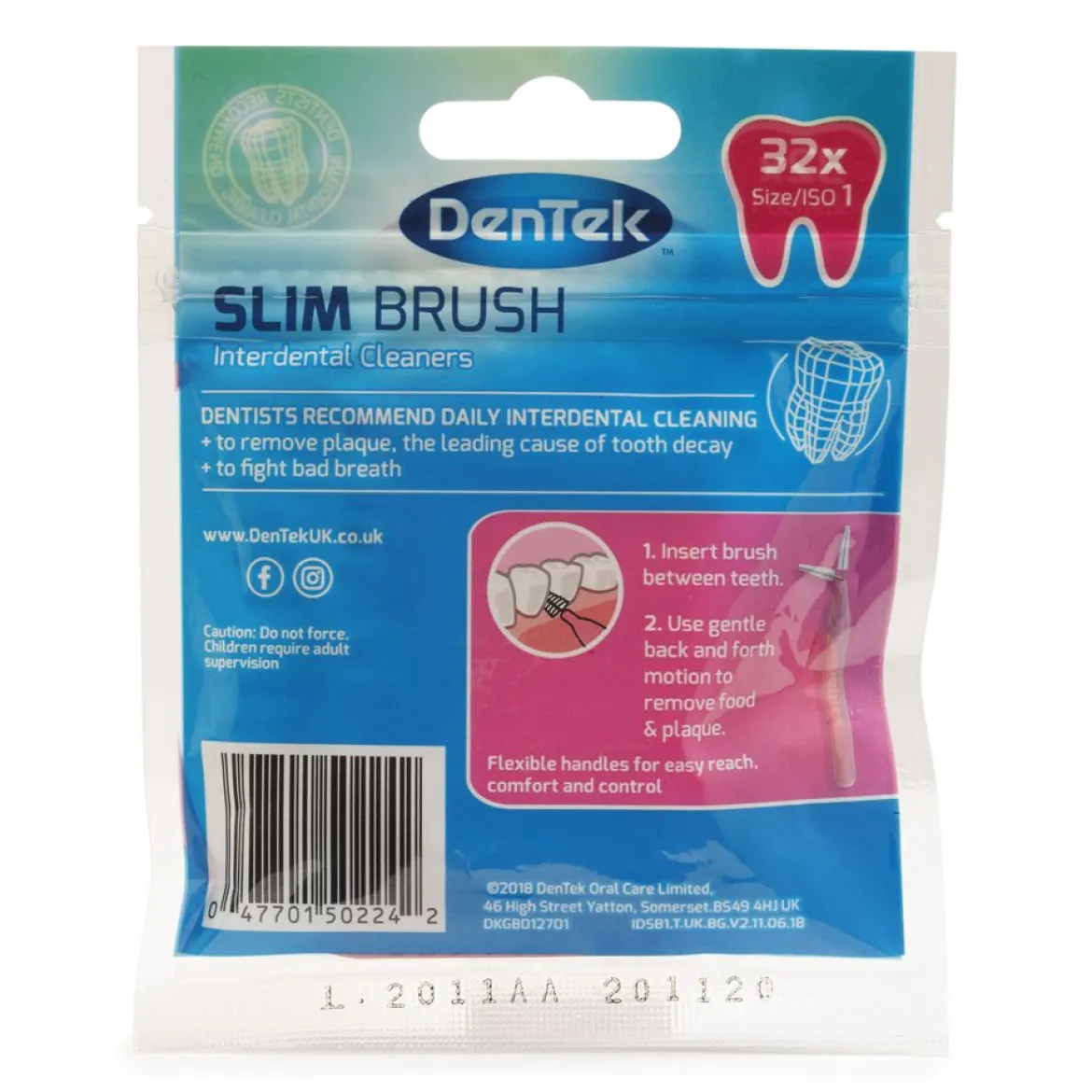 Dentek Slim Brush Interdentale Ragers ISO 1 (0,45 mm) | 32 stuks | Konisch
