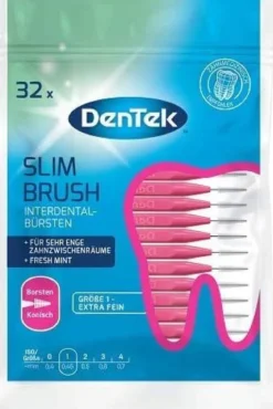 Dentek Slim Brush Interdentale Ragers ISO 1 (0,45 mm) | 32 stuks | Konisch
