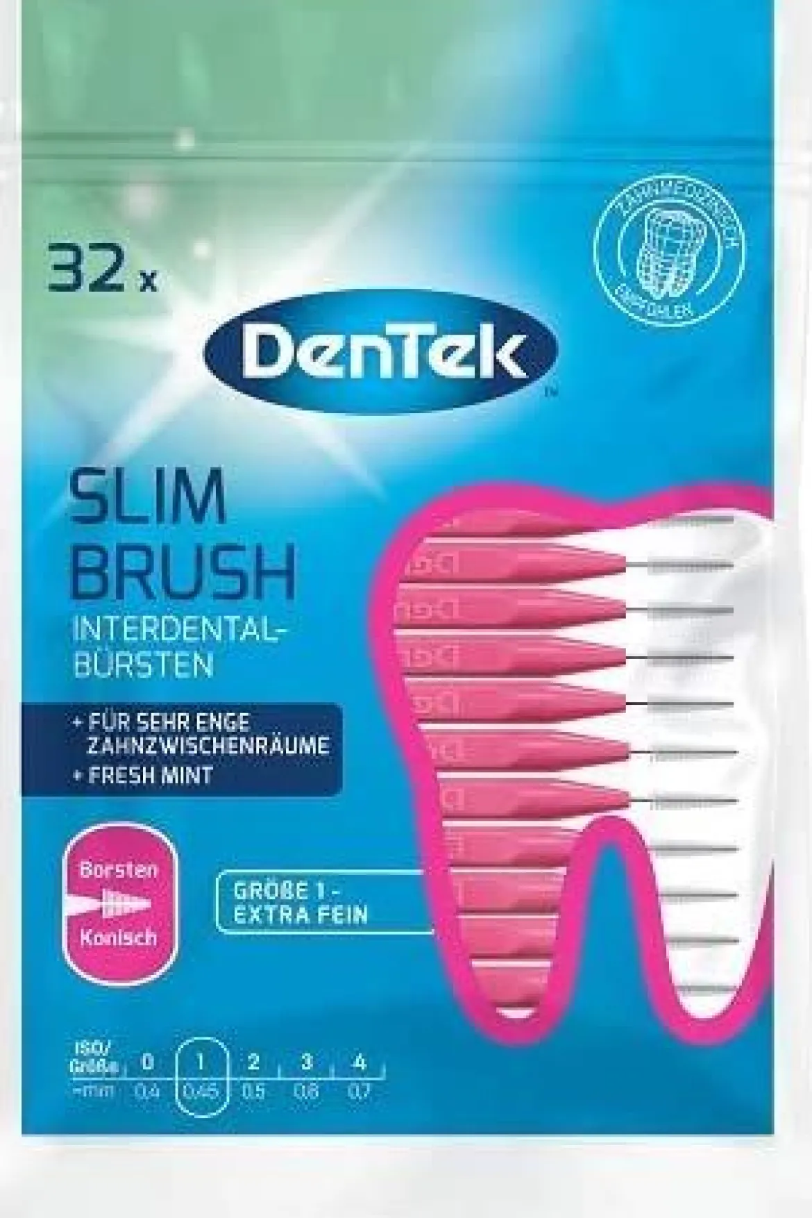 Dentek Slim Brush Interdentale Ragers ISO 1 (0,45 mm) | 32 stuks | Konisch