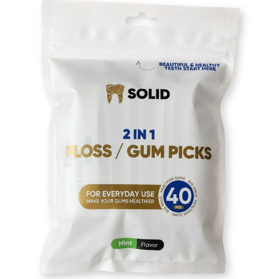 Solid Brush 2-in-1 floss & gum picks - 40 individueel verpakte picks